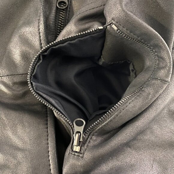 Vince Moto Vest Jacket Leather Black Solid Zip Women's XS Flawed - Picture 6 of 10
